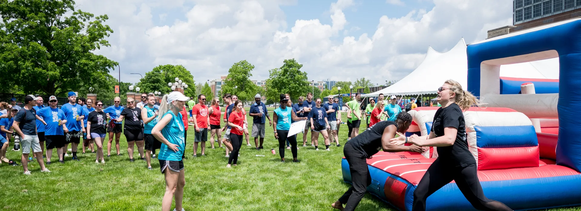 Teams participating in a relay race