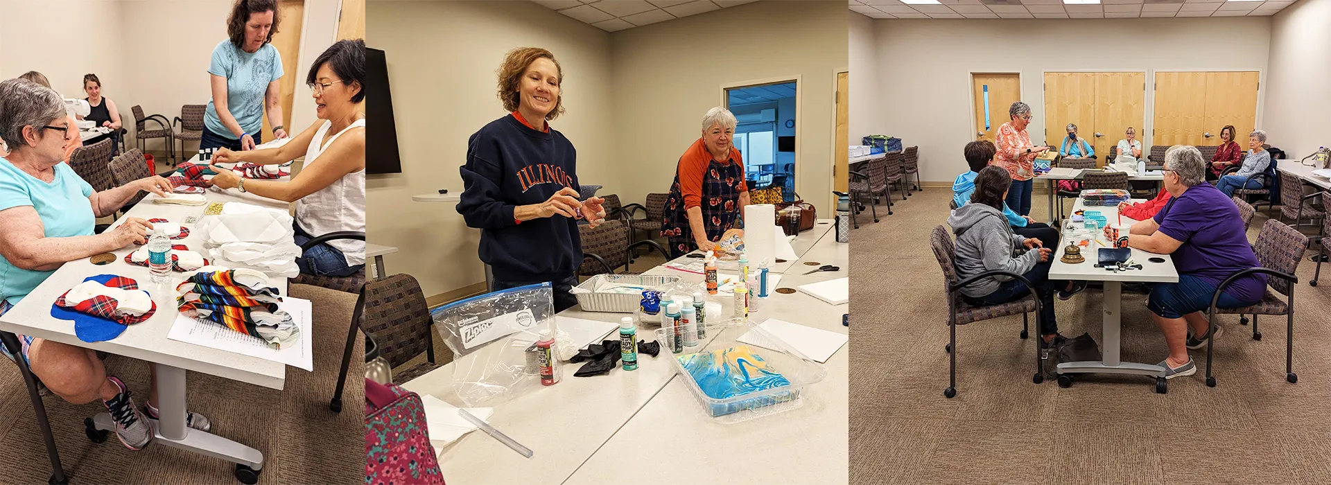 Active older adults doing crafts